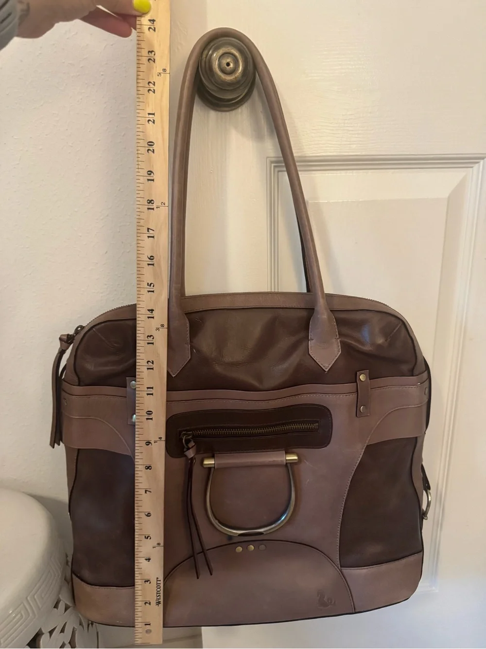 Tre Vero Brown Two-Tone Leather Tote Bag